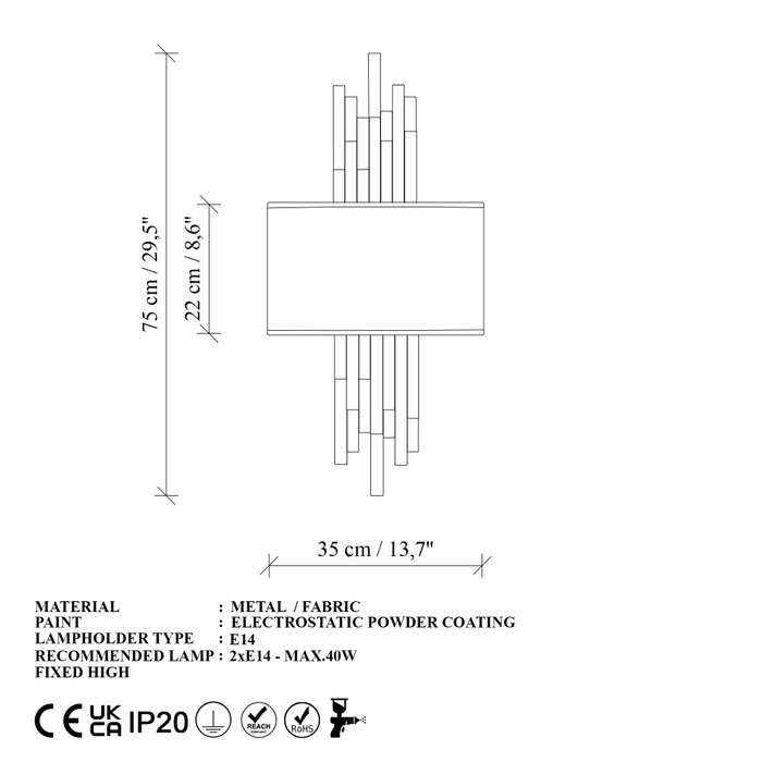 Opviq Axıs - 15111 Lámpara de Pared Dorado y Blanco Opviq Axıs - 15111 Lámpara de Pared Dorado y Blanco